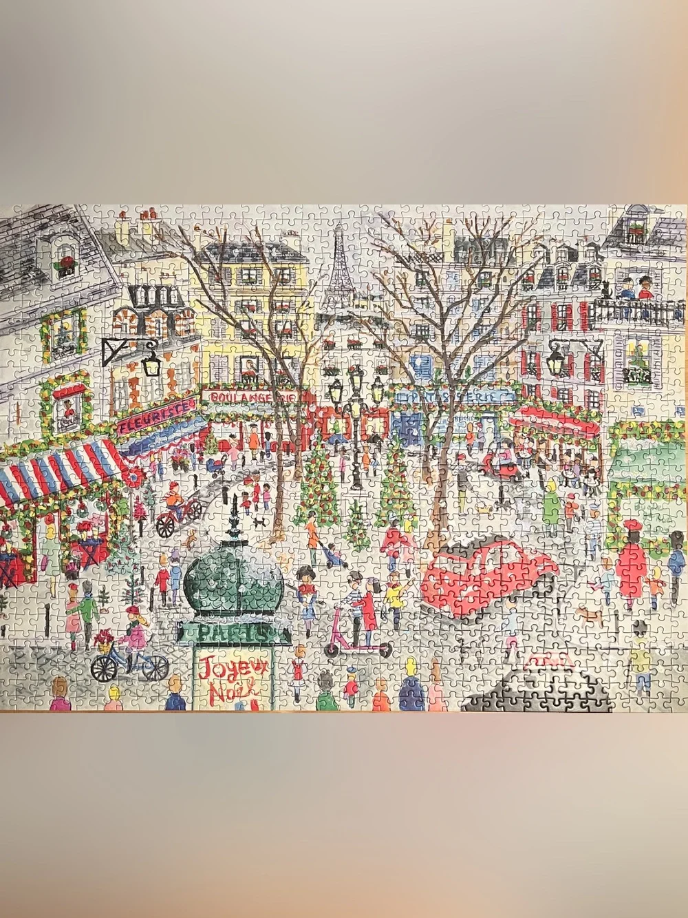 Galison Christmas in Paris 1000-Piece Foil Puzzle Michael Storrings - Picture 2 of 4